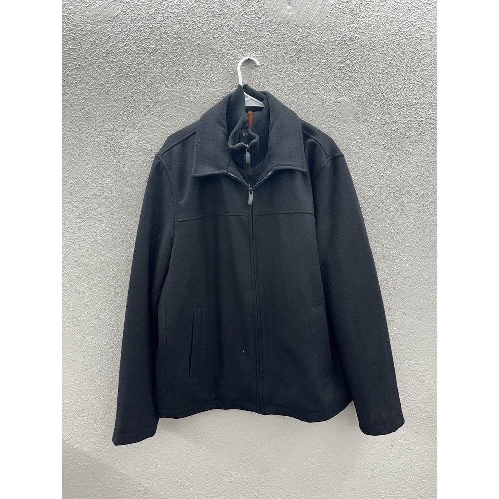 Dockers Mens Peacoat Size XL Black Double Zip Up Faux Mock Neck Wool Blend
